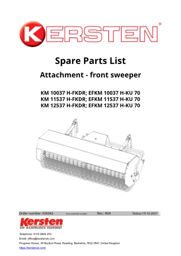 Spare Parts Lists Front Sweeper KM 10037 H-FKDR; E...